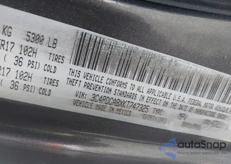 2019 Dodge Journey Se Value Package из США, поврежденный, VIN 3C4PDCABXKT747325